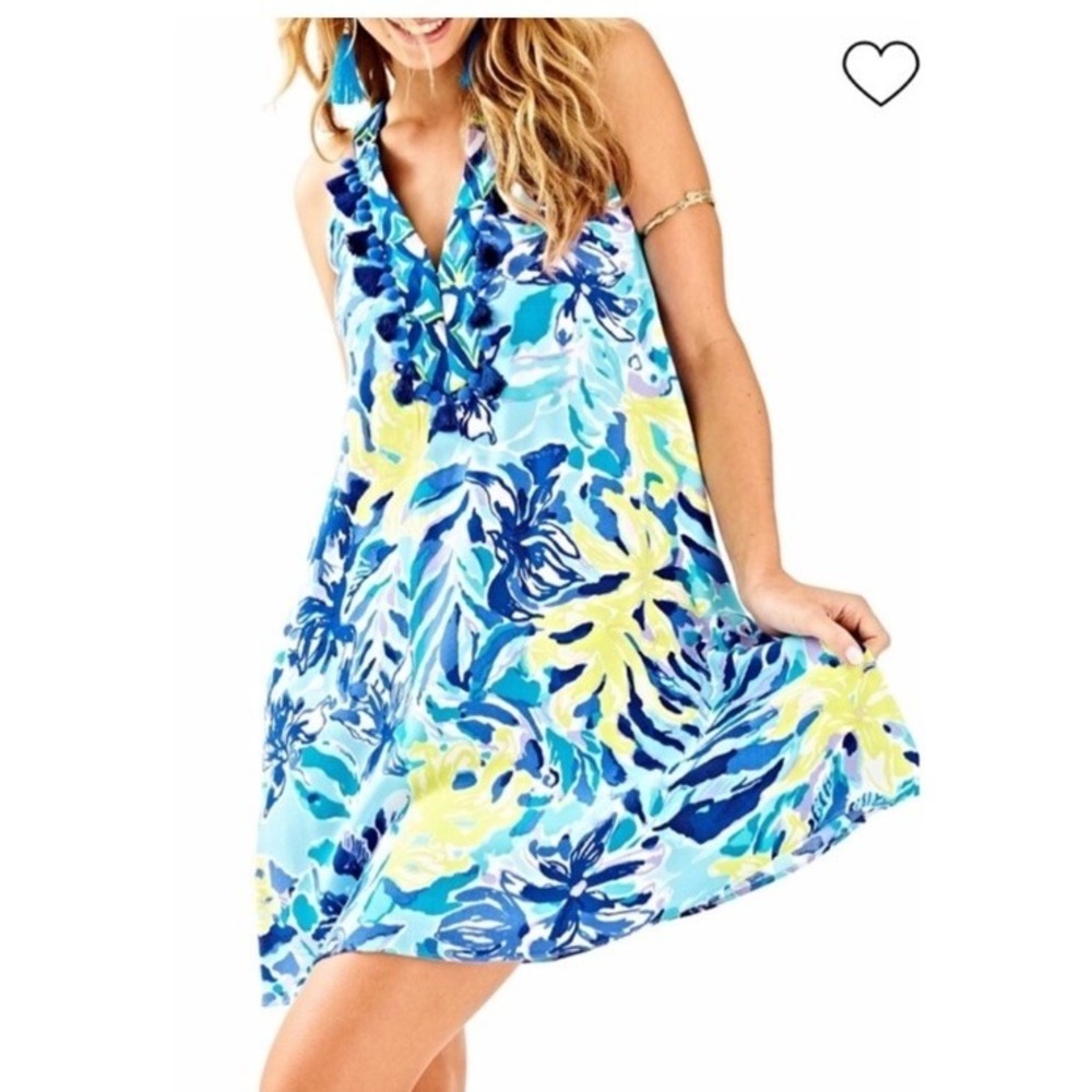Lilly Pulitzer Achelle Dress Indigo‎ Love Engineered Ylang Ylang Swing Dress XS